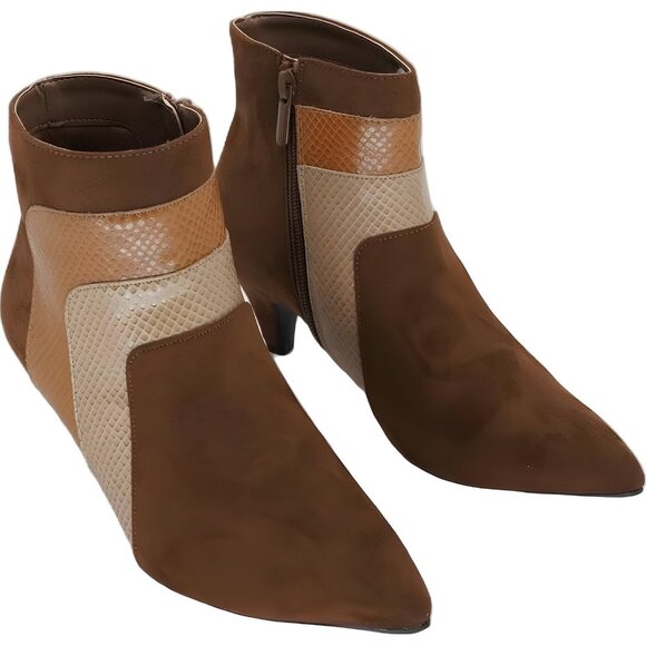 Impo Eila Toffee Multi-Texture Ankle Boots Pointed Toe Women's US 6.5M - Picture 4 of 6